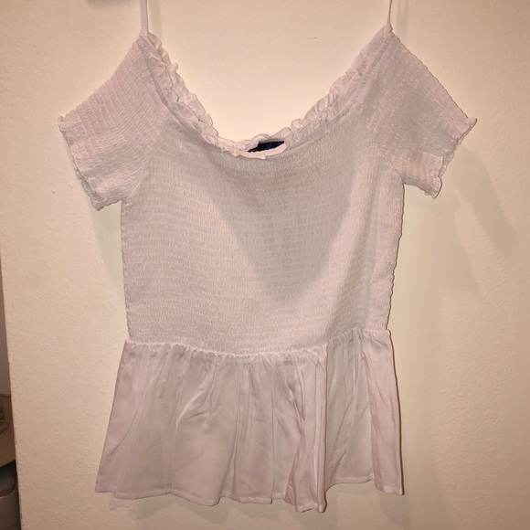 NWT Off the shoulder white scrunch doll top - Picture 1 of 1